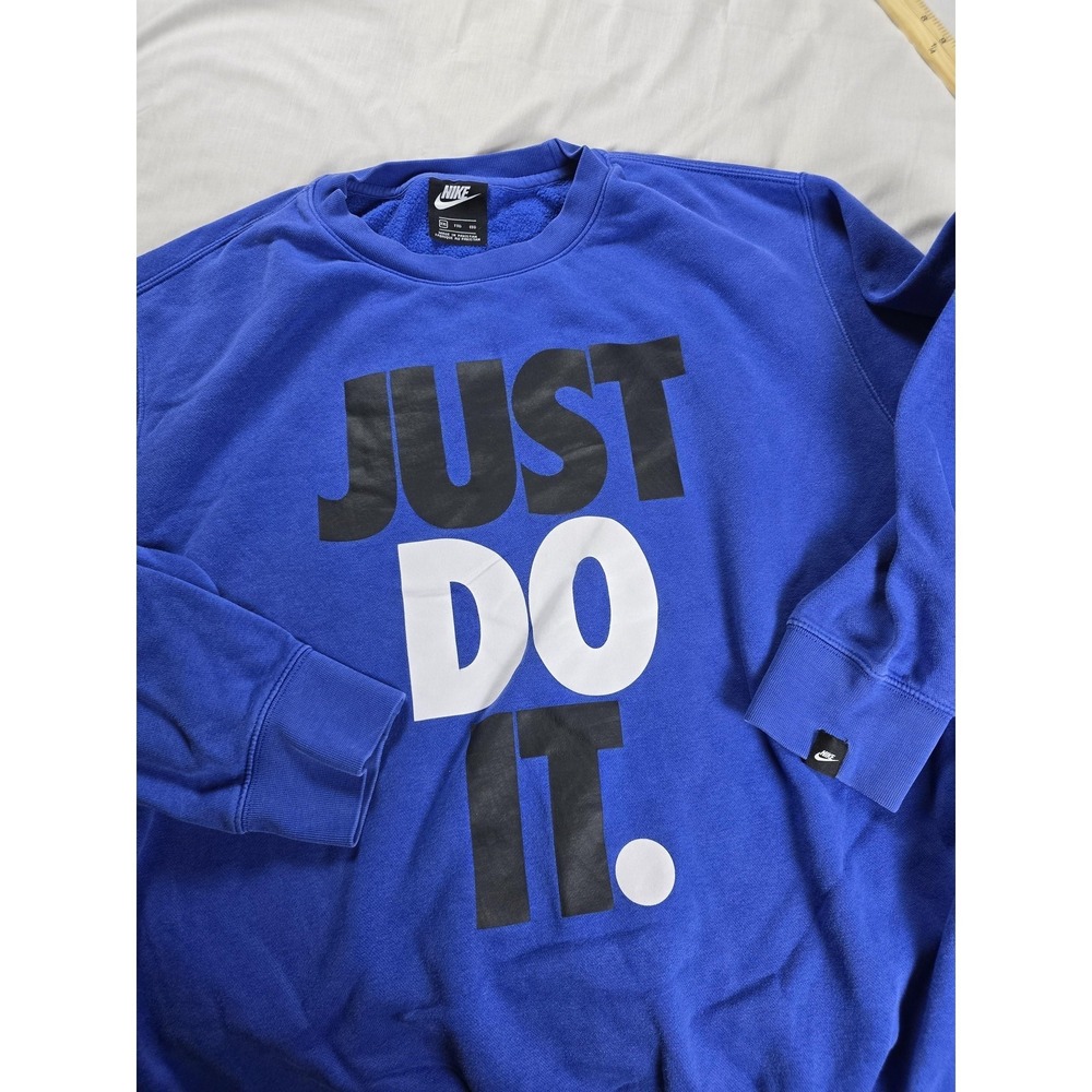 Nike Sweatshirt Mens 2XL Blue Just Do It Crewneck Fleece Graphic Pullover Casual